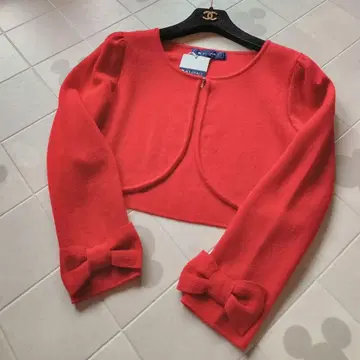 M'S GRACY 소매 리본 볼레로 가디건 레드 빨간색