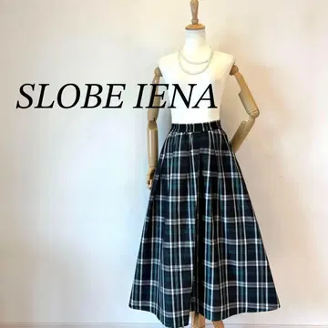 미사용 SLOBE IENA 이에나 타탄 체크 스커트 그린