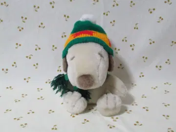 [ 새상품급 ] 스누피 봉제 인형 니트 모자 & 머플러 포함
