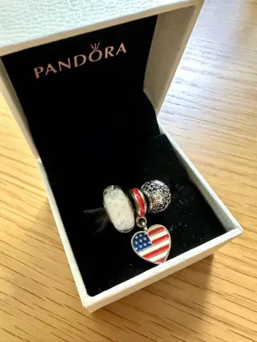 PANDORA 판도라 미국 국기 하트 참