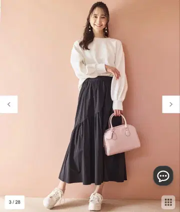 애니시스 [세탁 가능 2SET] 종이상자 풀오버 x 개더 스커트