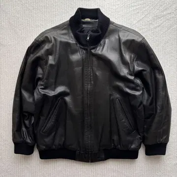 Aquascutum 짧은 기장 가죽 봄버 자켓 스윙탑 블랙 L