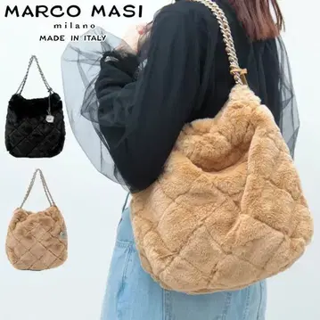 [ 미사용 새상품 ] MARCO MASI 카멜 퍼 토트백 퀼팅