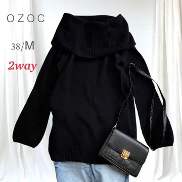 컨디션 최상 일본제 오조크 2way 울 혼방 터틀 오프숄더 M 블랙