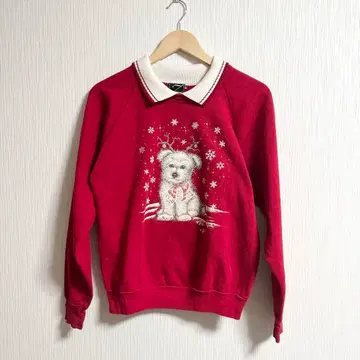 90s USA 구제 의류 빈티지 애니멀 개 크리스마스 트레이닝복 맨투맨