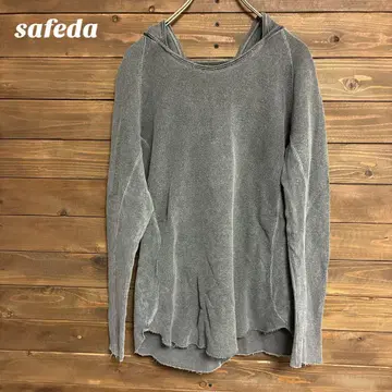 [ safeda ] 그레이 후드 부착 긴팔 후드티