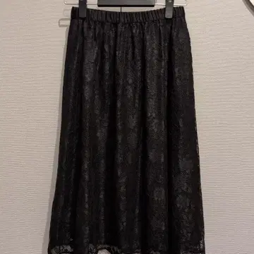 레이스 플레어 스커트 블랙