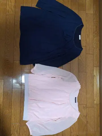 오피스 캐주얼 긴팔 상의 세트 네이비 핑크