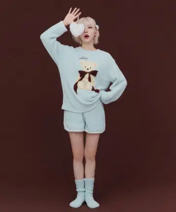 SNIDEL HOME Melty 베어 니트 풀오버 숏팬츠 세트