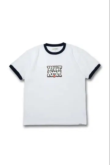 VAULT ROOM 70's LOGO TRIM TEE WHT x NVY