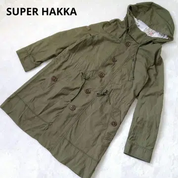 SUPER HAKKA 모즈 코트 카키 안감 꽃무늬 걸리시 프리