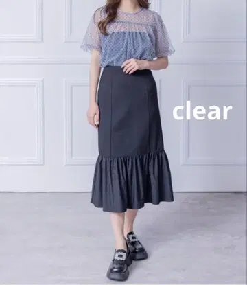 clear 머메이드 스커트 프릴 절개 블랙 프리 사이즈 성숙/러블리