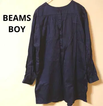 BEAMS BOY 네이비 버튼이 달린 루즈한 실루엣 긴팔 셔츠 F 사이즈