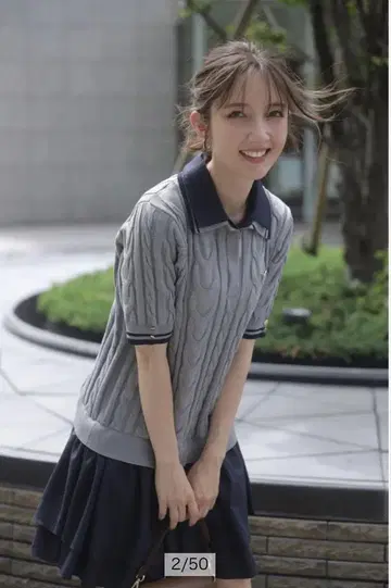 케이블 스키퍼 레이어드 미니 원피스
