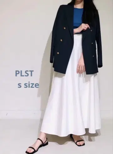 컨디션 최상 PLST 린넨 블렌드 더블 자켓 네이비 골드 버튼 네이비