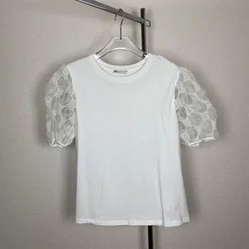 ZARA 자라 퍼프 슬리브 T셔츠 화이트 S
