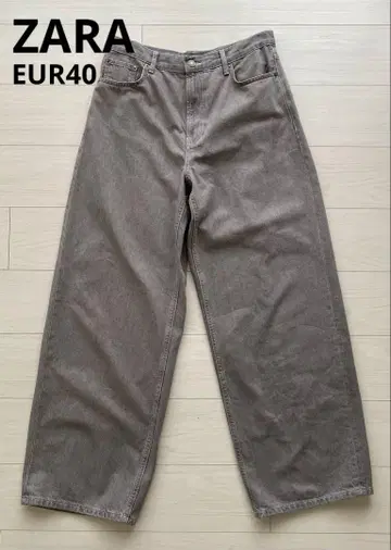 ZARA 그레이 와이드 레그 데님 팬츠 EUR 40
