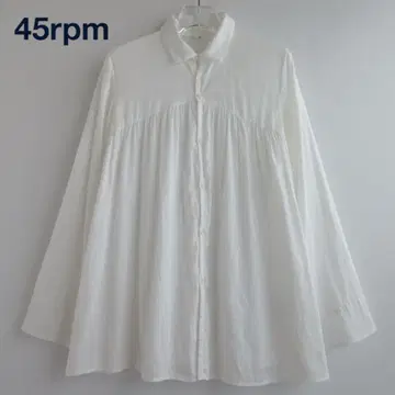 45rpm R 자수 풍성한 개더 코튼 거즈 셔츠