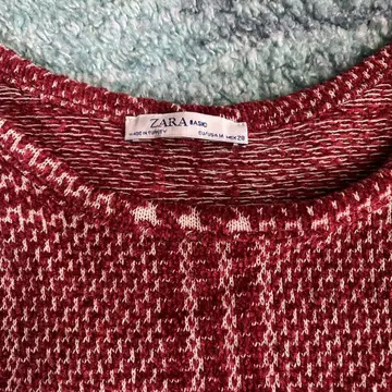 ZARA 빨간색 체크 무늬 니트 M