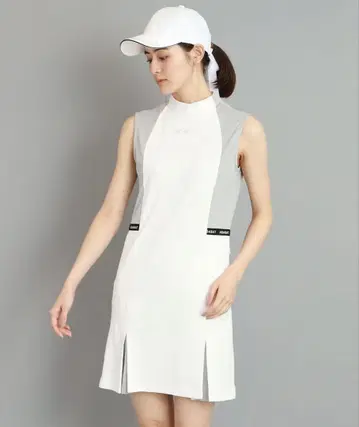아다바트 플리츠 디자인 슬리브리스 원피스