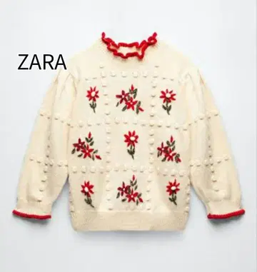 자라 ZARA 플라워 꽃무늬 자수 니트 스웨터 M