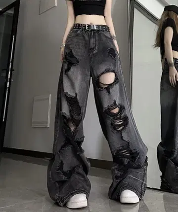 [ CANVAS+ ] 크러쉬 데미지 루즈 데님 팬츠