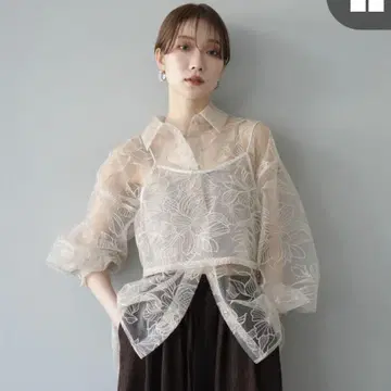 [ Lumier ] 뤼미에 튤플라워 자수 오버 셔츠/뷔스티에