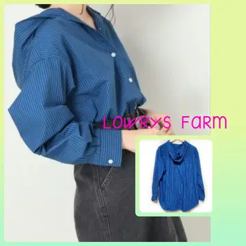 [ LOWRYS FARM ] 후드 디자인 셔츠 블루 x 블랙