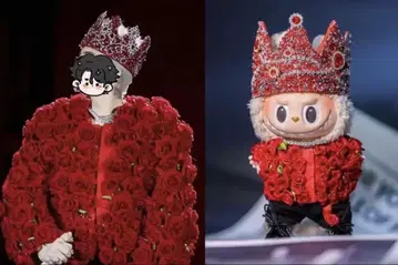 즉시 발송 17cm Labubu G-DRAGON 지용 봉제 인형 의류