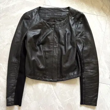 [ 새상품급 ] ZARA 자라 양가죽 노카라 가죽 자켓 M 블랙