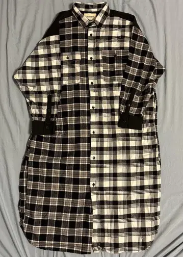 BEAMS BOY 플란넬 셔츠 원피스 체크 무늬