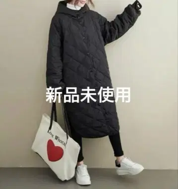 미사용 새상품 충전솜 따뜻한 블랙 퀼팅 코트 한국