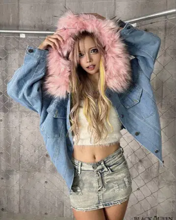 퍼 달린 데님 자켓 갸루 헤이세이 가루라 가레오 다이아 마즈