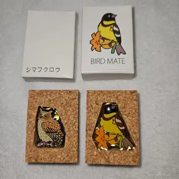 BIRD MATE 올빼미와 작은 새 핀 배지 2개 세트