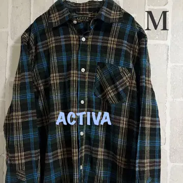 구제 의류 해외 ACTIVA 체크 무늬 플란넬 셔츠 M 사이즈