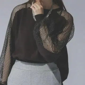 [ HARE ] 소매 메쉬 빅 T