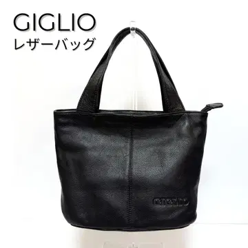 [ 컨디션 최상 ] GIGLIO 지리오 가죽 백 블랙 천연 가죽 핸드백