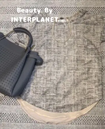 INTERPLANET 그레이 계열 베이지 반팔 상의 M