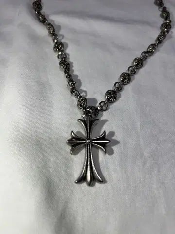실버 크로스 펜던트 목걸이 약 45cm