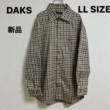 새상품 닥스 긴팔 셔츠 LL 체크 무늬 자수 로고 코튼 가슴 포켓