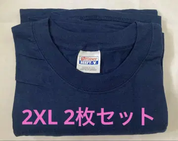 90s Hanes BEEFY T셔츠 2장 2XL 네이비 미사용