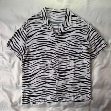 [ 레어 ] 90s 00s 제브라 레이온 셔츠 오픈 카라 애니멀 무늬