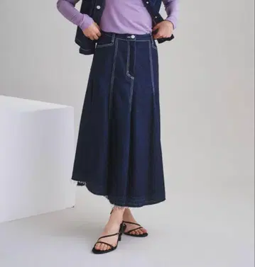 데님 플레어 스커트
