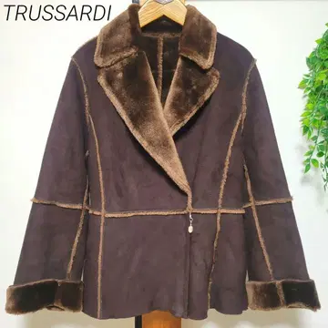 트루사르디 더블 브레스트 무스탕 자켓 브라운