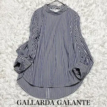 [ GALLARDA GALANTE ] 밴드 카라 스트라이프 긴팔 블라우스