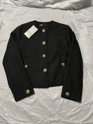 ZARA 새상품 노카라 트위드 자켓