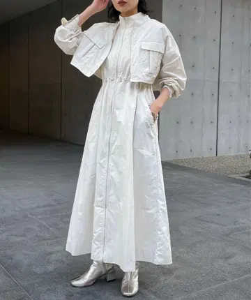 &g'aime 화이트 크롭 롱 드레스