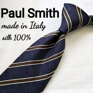새상품급 Paul Smith 실크 네이비 스트라이프 넥타이 이탈리아제