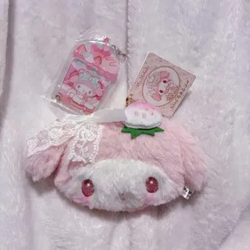 마이멜로디 화이트 딸기 티타임 봉제 인형 마스코트 거울