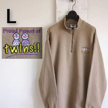 90s USA제 Lee 맨투맨 하프 지퍼 베이지 로고 자수 L